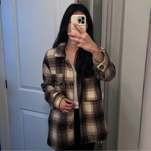Plaid Brown Button-Up Jacket/Shacket- Ookie & Lala